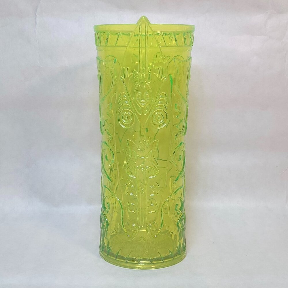 Disney Trader Sam's Tangaroa Surfboard Acrylic Cup Glass Tiki Bar Neon Yellow
